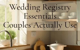 Editorial newlywed kitchen featuring timeless wedding registry essentials and best selling Amazon finds for brides and couples including cozy hosting items, kitchen must-haves, and elevated farmhouse-inspired newlywed home décor curated by Canaan Springs.